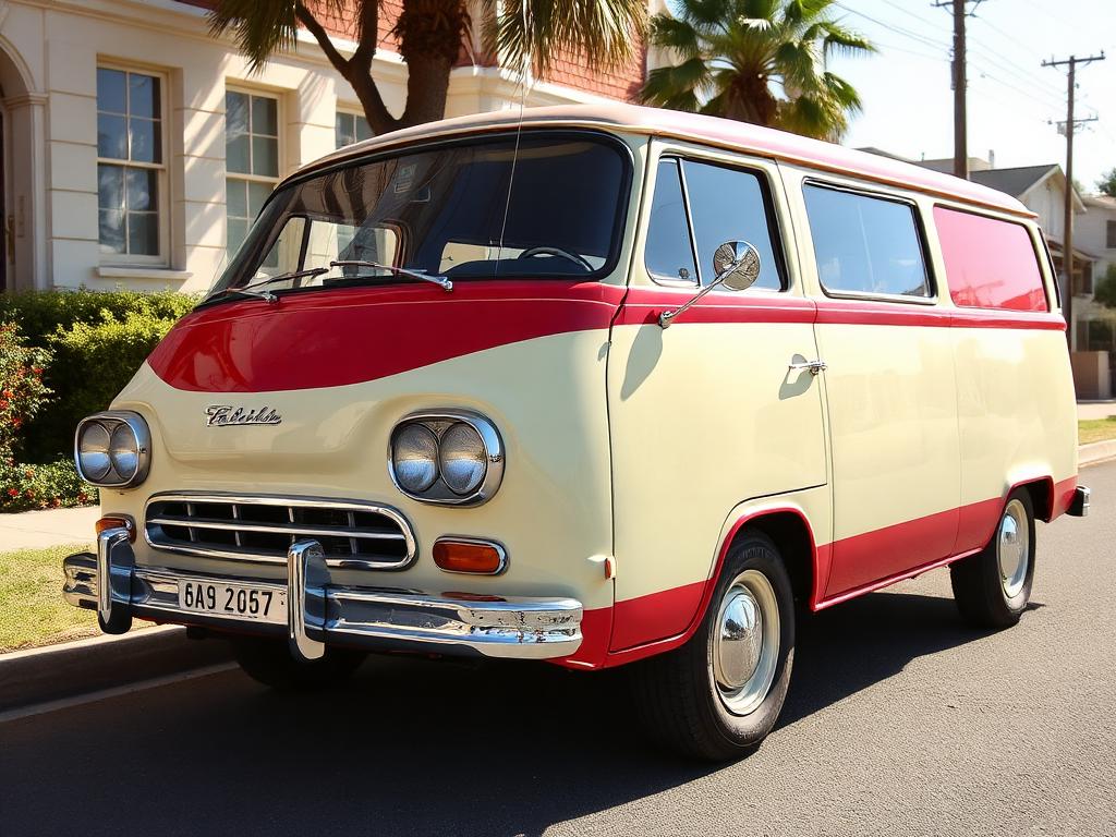Classic 1960s panel van in cream and red two-tone paint