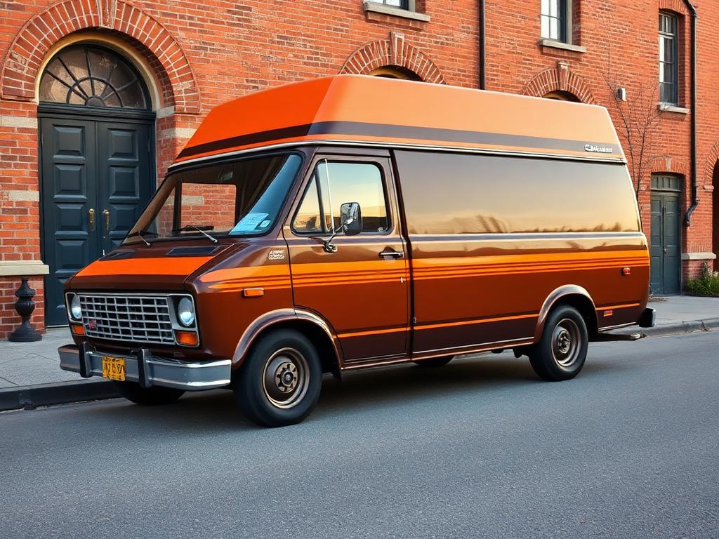 1970s brown and orange delivery van